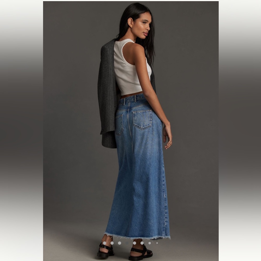 Pilcro from Anthropologie, Madi front-slit denim skirt, Endless summer wash, 4 - Picture 4 of 16